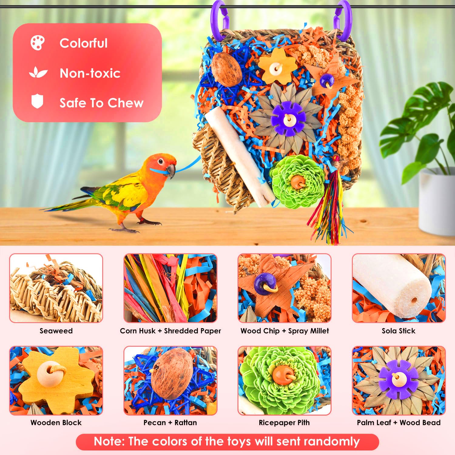 KATUMO Bird Toys, Cockatiel Foraging Shredder Toys for Parakeet Lovebird Budgie Parrotlet Conure Small-Medium Bird cage Accessories - image 3