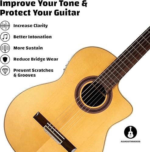 Miniatura 4 de Guitarra Clásica Flamenca Guitarra Acústica Plástico Cuentas en Transparente para Cuerdas de Nylon por Alba Guitar Beads