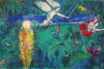 Marc Chagall Adam and Eve Expelled From Paradise Canvas Art Print - Unframed Wall Art - Living Room Bedroom Office Home Decor - 12x18