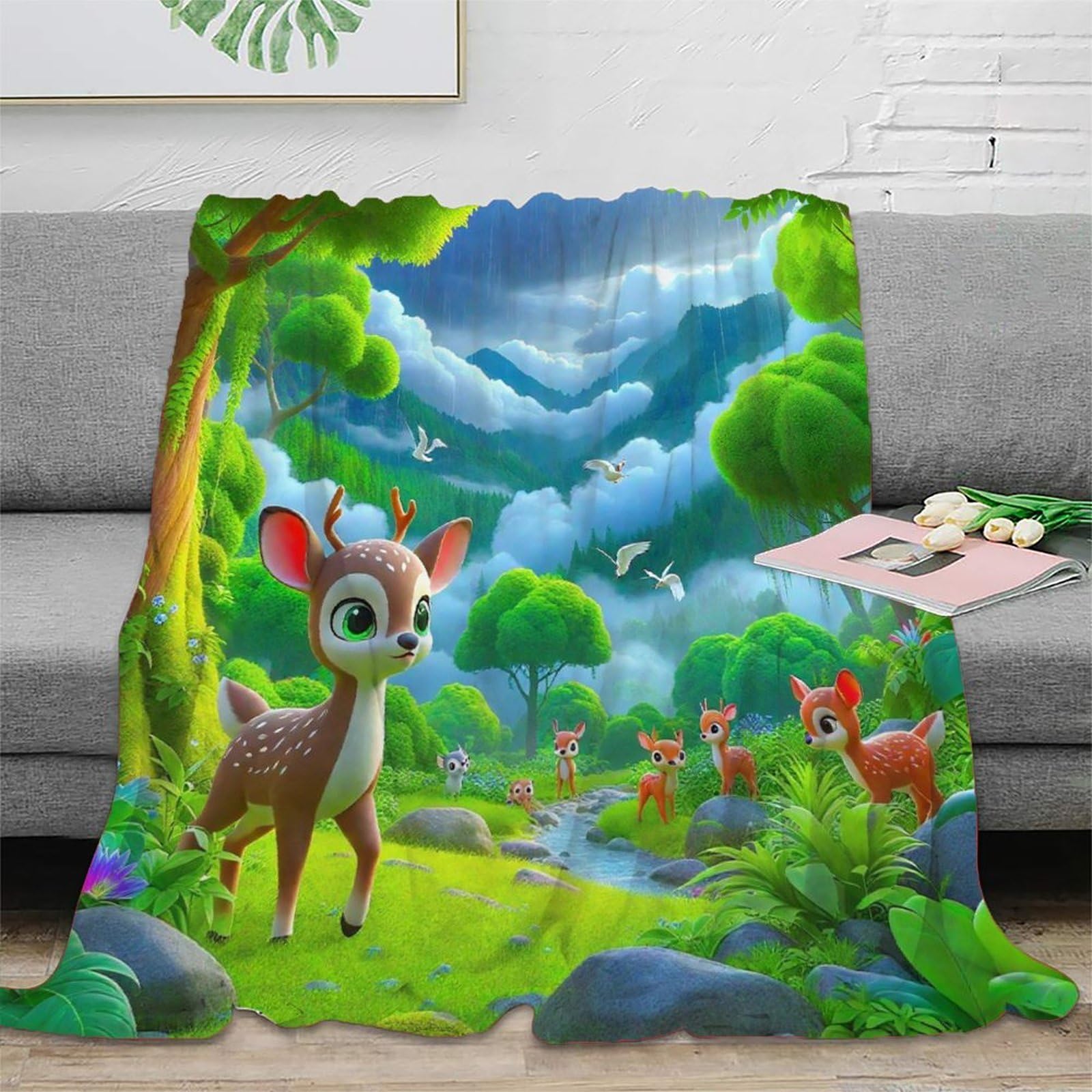 Couverture en peluche cerf chaude contre le froid du lit