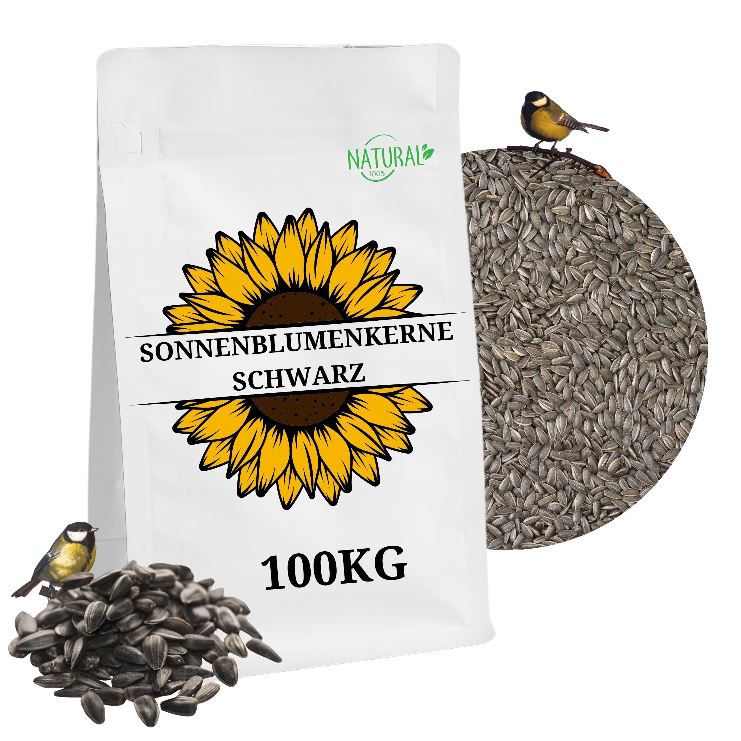 Schwarze Sonnenblumenkerne 100 kg Wildvogelfutter ganzjähriges Futter Vogelfutter Jungtiere geeignet Winterfutter 100kg Ernte 2024 4x 25kg