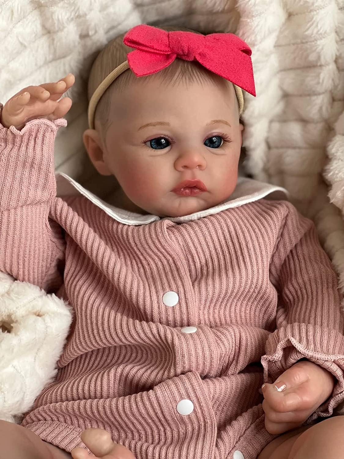 Angelbaby Cute Newborn Reborn Baby Doll, 19 inch Lifelike Reborn Silicone Baby Girl Soft Weighted Body Realistic Sweet Bebe Reborns Toddler Handmade Doll Sets Toys for Kids