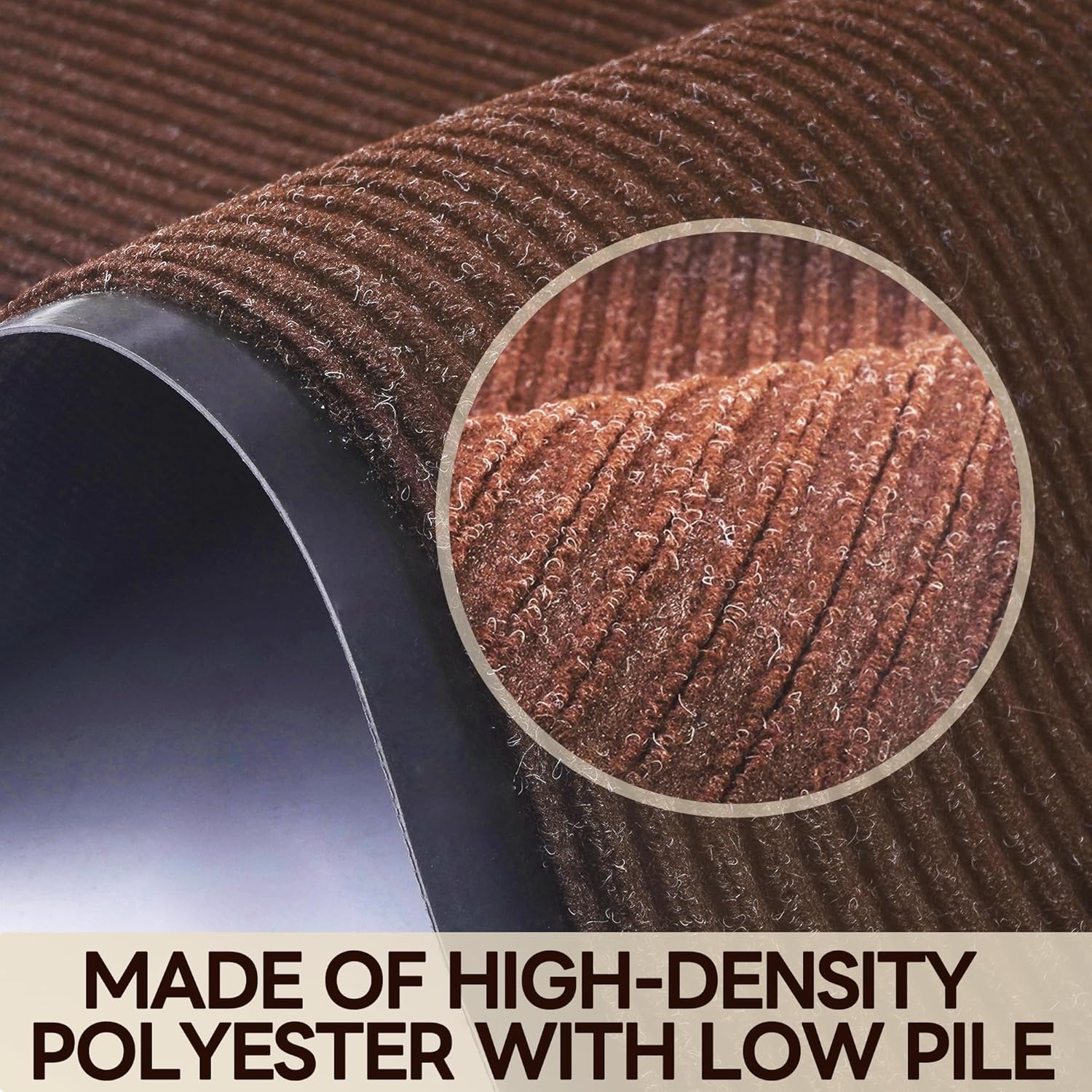 Front Door Mat 3' X 10' Commercial Floor Mats Heavy Duty Outdoor Rug with Non-Slip Back Low-Profile Doormat for Hallway,Entryway,Home,High Traffic Area (Brown)