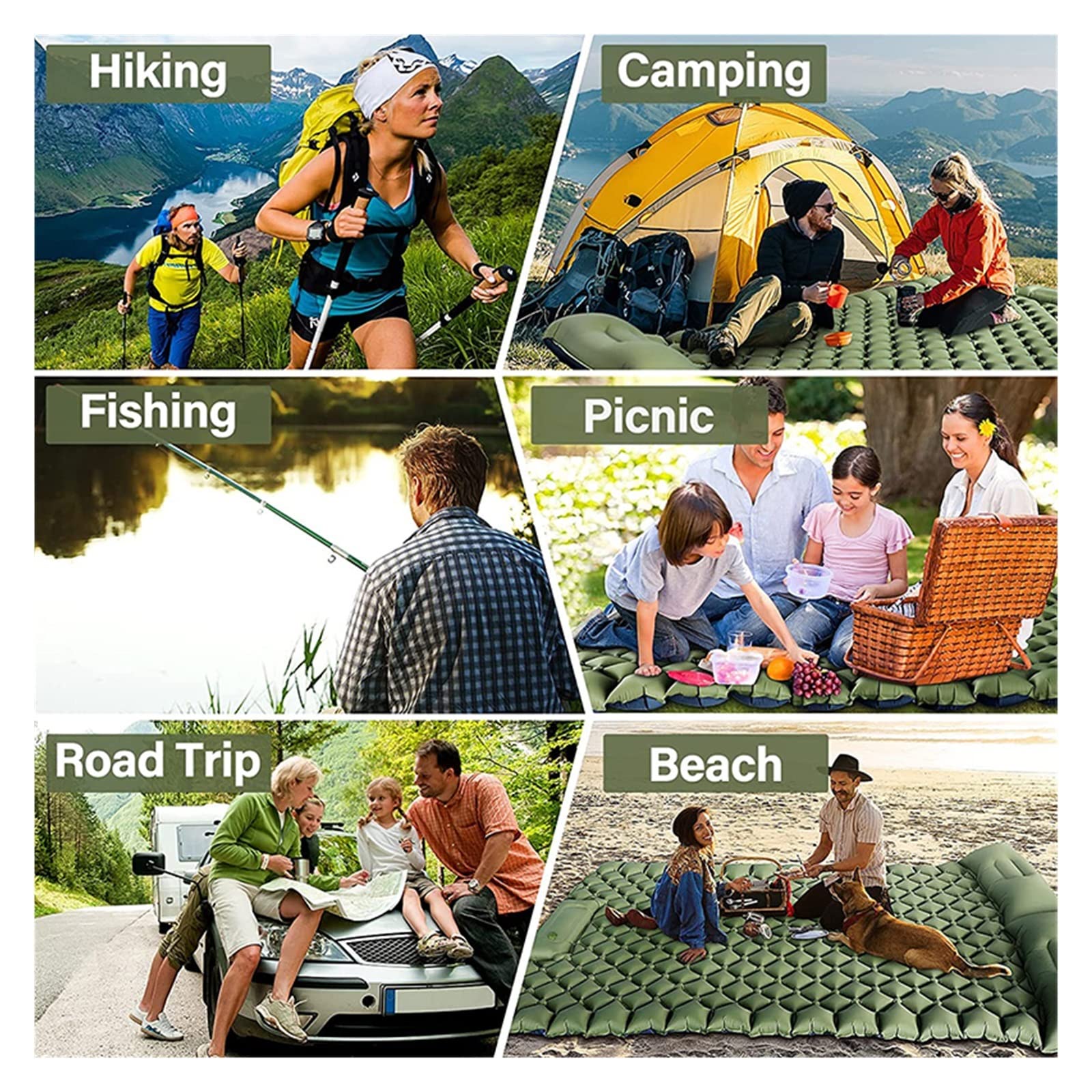 Outdoor Camping Karimata Nadmuchiwana ultralekka poduszka powietrzna Składane przenośne podwójne łóżko polowe (kolor: ciemnoniebieska mata doube) (szara pojedyncza mata) beautiful scenery