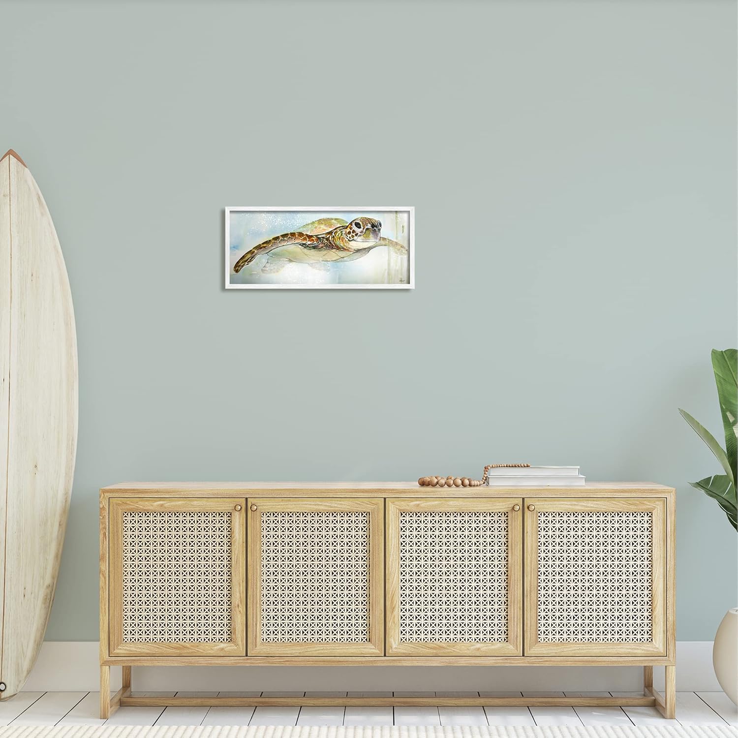 Stupell Industries Peaceful Sea Turtle Swimming Framed Wall Art, Design by Diannart