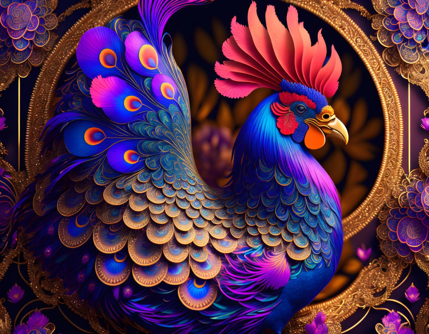 Poster fleur coq ELYRTHRIUMC toile pour déco salon moderne - 4