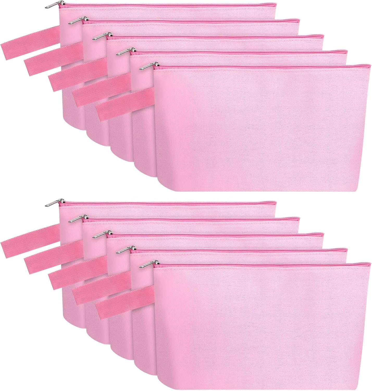 Sinzip 10 Pieces Cotton Canvas Makeup Bag with Bottom and