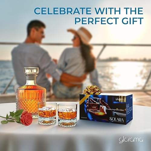 Miniatura 7 de GLORAMA Vasos de whisky de alta calidad a la antigua con fondo pesado, vasos de bar vintage para un cóctel, bourbon o escocés, vidrio de cristal