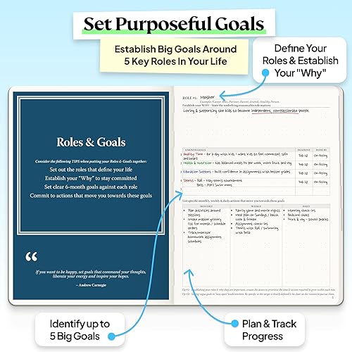 Miniatura 7 de Roterunner Planificador de Propósitos Cuaderno B5 19 cm x 24.9 cm Sin Fecha 2026 Planificador Diario, Semanal y Mensual de Productividad