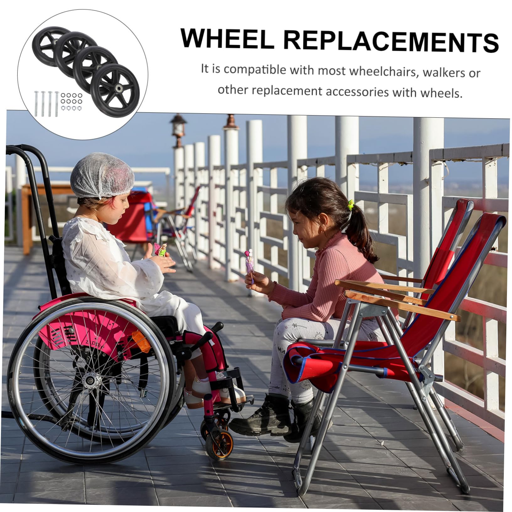 Mikikit Rueda Delantera para Silla de Ruedas Material Abs y Acero de Repuesto Ligeras y Resistentes para Uso Interior y Exterior