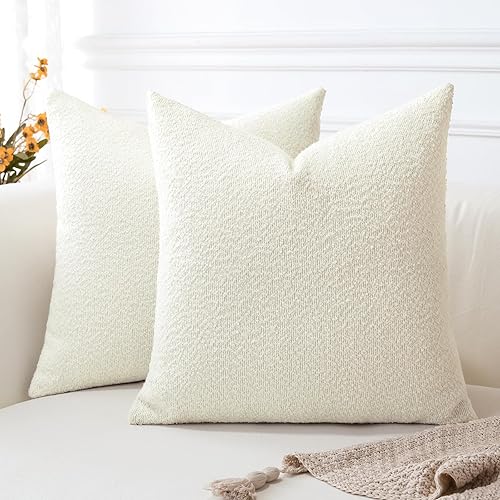 OTOSTAR Paquete de 2 fundas de almohada cuadradas con textura de boucle, fundas de almohada cuadradas, acogedoras y suaves y decorativas para sofá,