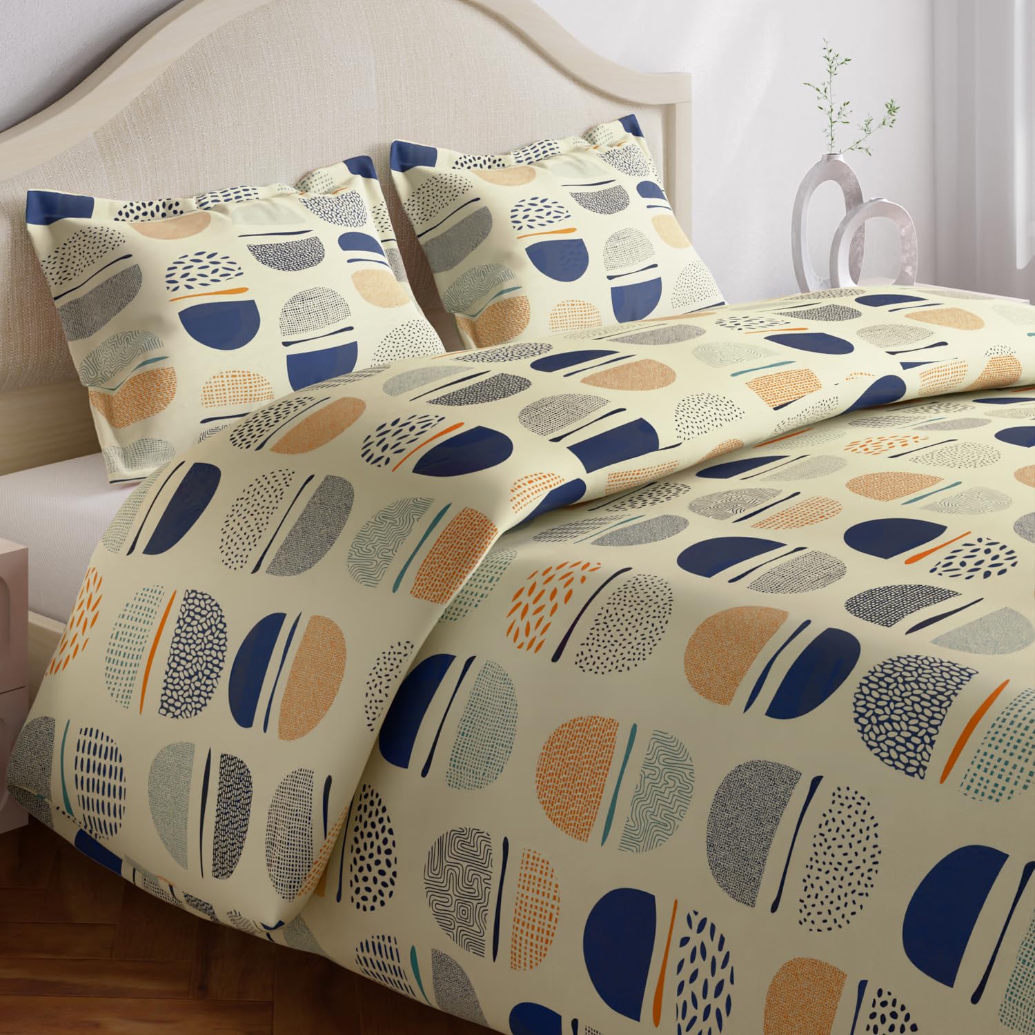 haus & kinder 100% Cotton Bed Sheet For King Size Bed, 1 King Size Bedsheet Cotton (108 X 108 Inches) With 2 Pillow Covers | 144 Tc Bedsheet For Double Bed King Size | Semi Circle, Multicolor (B0CH3J5KQS) Amazon Price History, Amazon Price Tracker