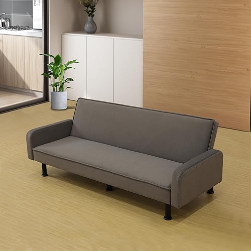 Simple Deluxe Tan Calico Sofa Bed - 1-Piece Couch for Living Room Decor, 77.5 x 33.5 x 29.5 Inches, Elegant and Comfortable Couches for Living Room Furniture