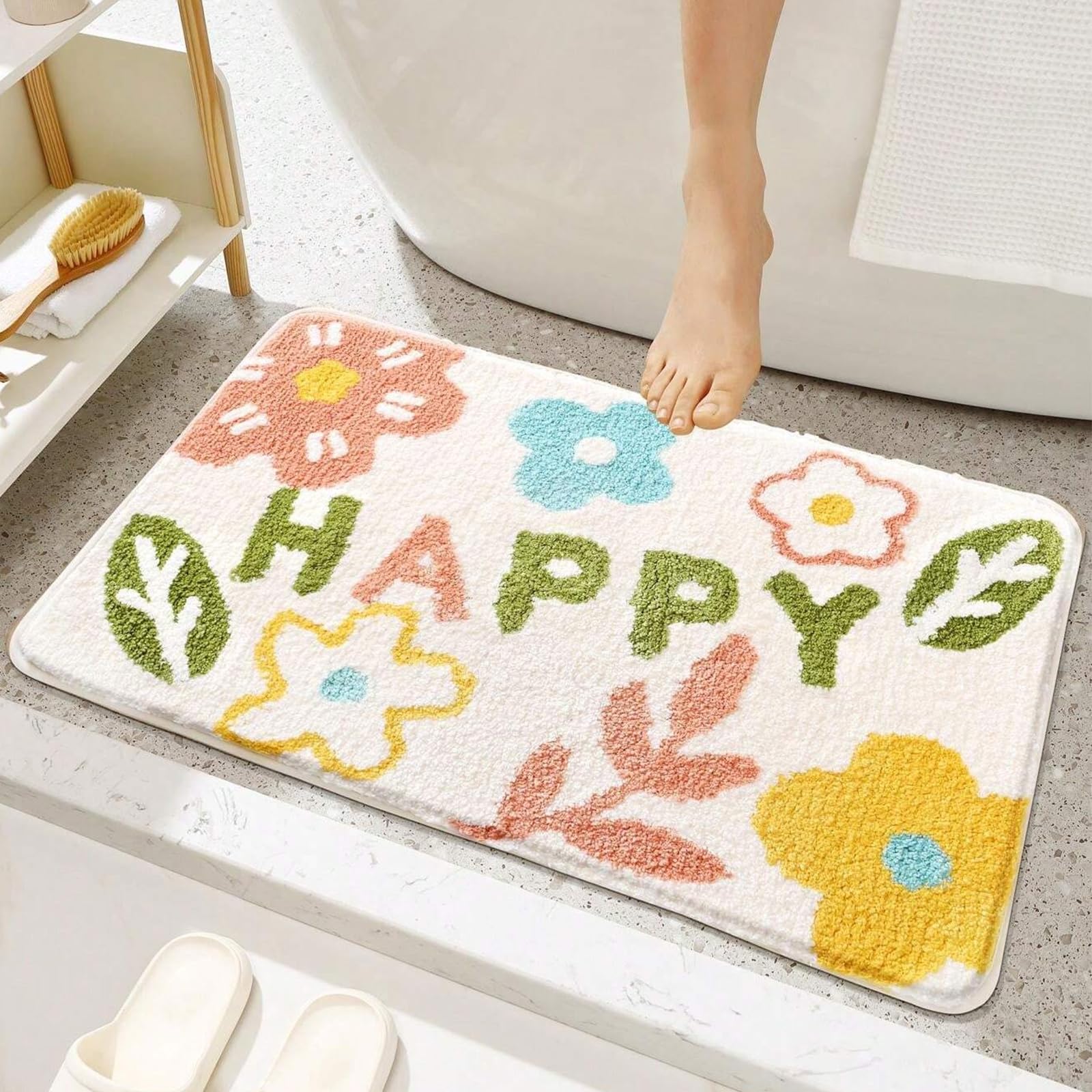 CBLDF Extra Soft Bath Mats, Absorbent Non-Slip Bathroom Rugs, Thick Plush Mat Machine Washable, Cute Shower Rug Bathmat for Indoor Doormat (C, 40 * 60cm)