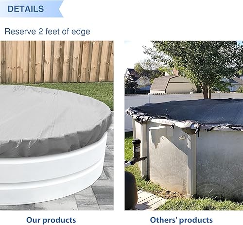 Miniatura 5 de E&K Cubierta redonda de seguridad de piscina de invierno de 18 pies para piscinas sobre el suelo (gris claro)
