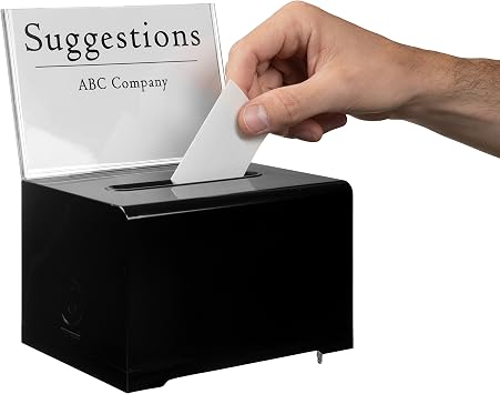 AdirOffice Acrylic Donation & Ballot Box with Lock Black