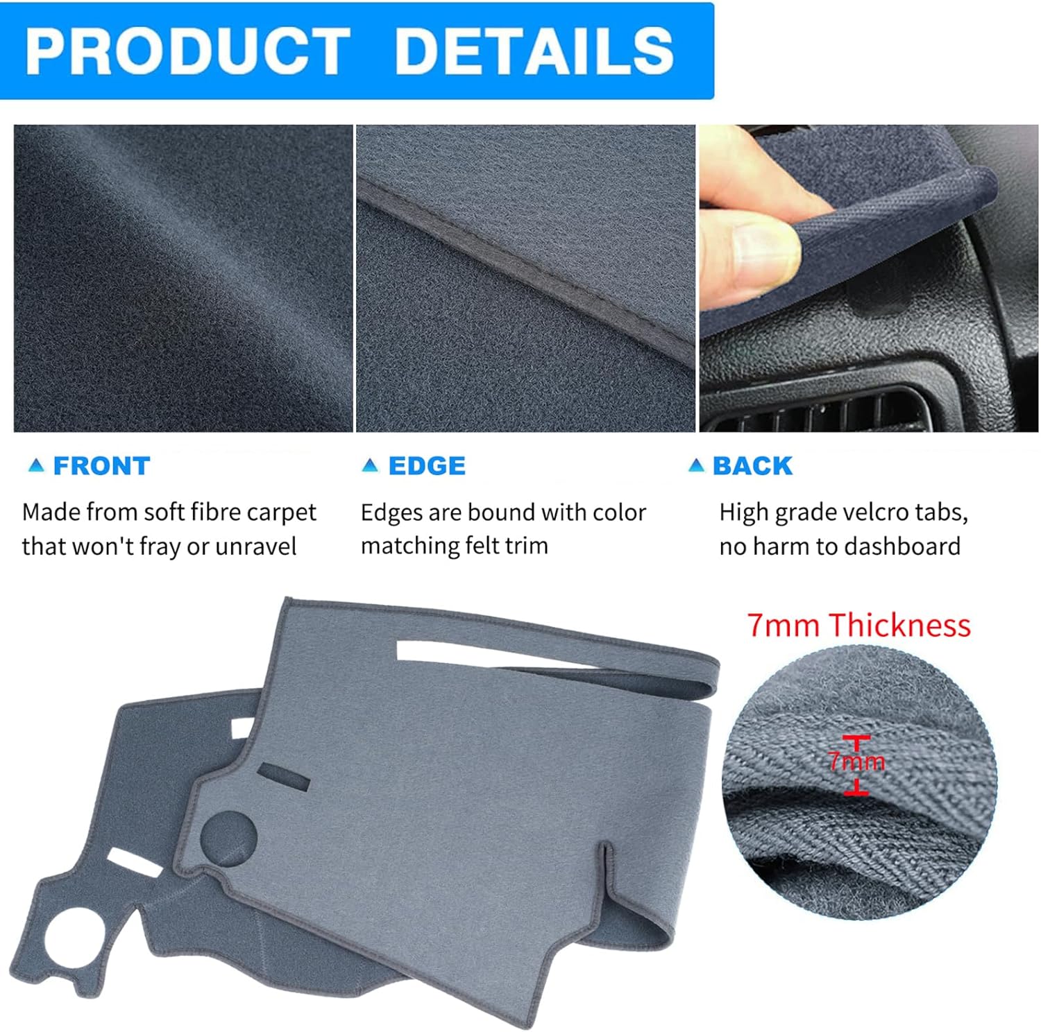 Dashboard Cover Custom Fit for Honda Pilot 2009 2010 2011 2012 2013 2014 2015 Dash Cover Mat Pad Carpet Protector (Dark Gray)