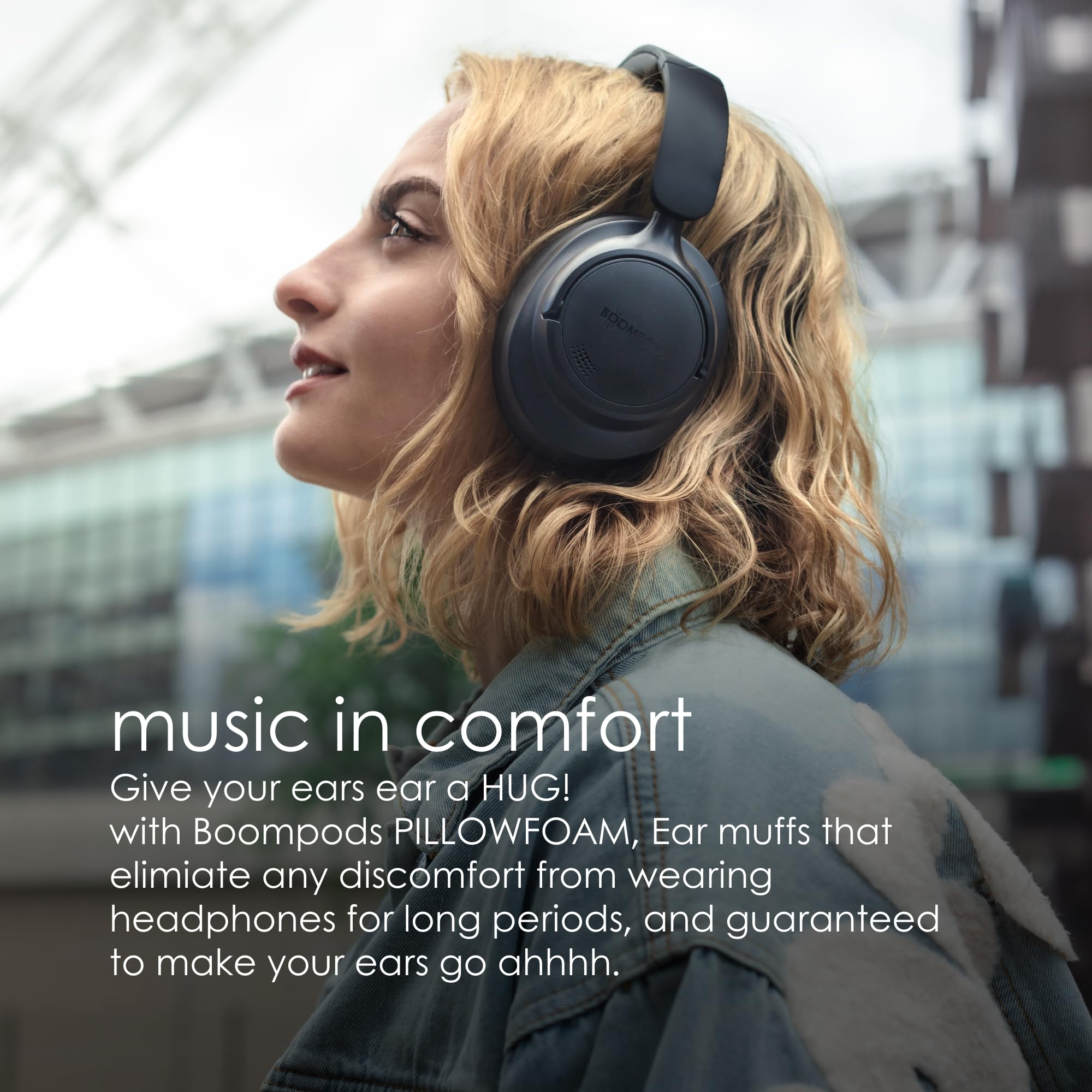 Boompods Headpods ANC+ Cuffie Bluetooth Over Ear - Auricolari Bluetooth con Microfono, Cancellazione Attiva del Rumore, 55 Ore di Autonomia, Cuffie Pieghevoli con Custodia da Viaggio, Sabbia