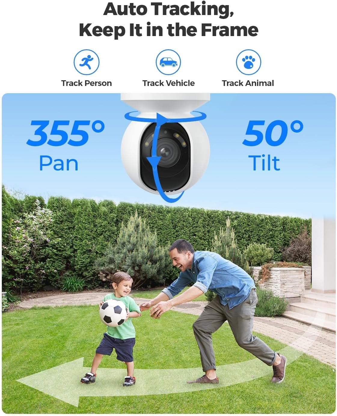 REOLINK 4K PTZ Outdoor PoE IP Camera with 3X Optical Zoom, 355° Pan  50° Tilt, Auto Tracking, Color Night Vision, Human/Vehicle/Pet Detection, 2 Way Talk, E1 Outdoor PoE