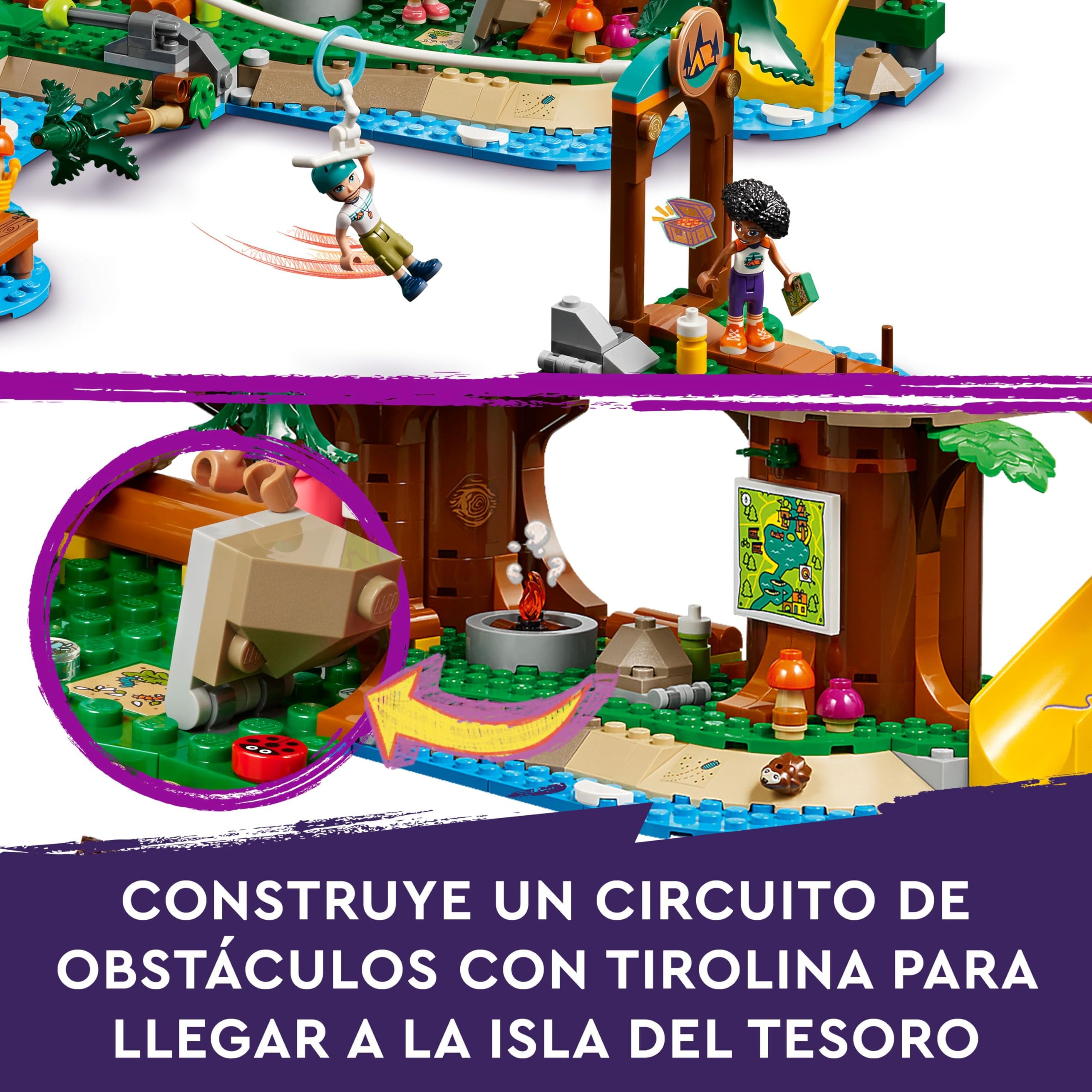 LEGO Friends Campamento de Aventura: Casa del Árbol con 5 Animales de Juguete, Regalo para Niñas y Niños de 8 Años o Más, 5 Mini Muñecas y Muñecos y Figura de Búho, Casita de Muñecas 42631