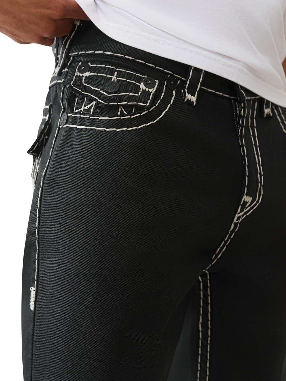 True Religion Coated Bobby Super T Flap Jeans for Men - 32” - Men’s Flap Pocket Jeans