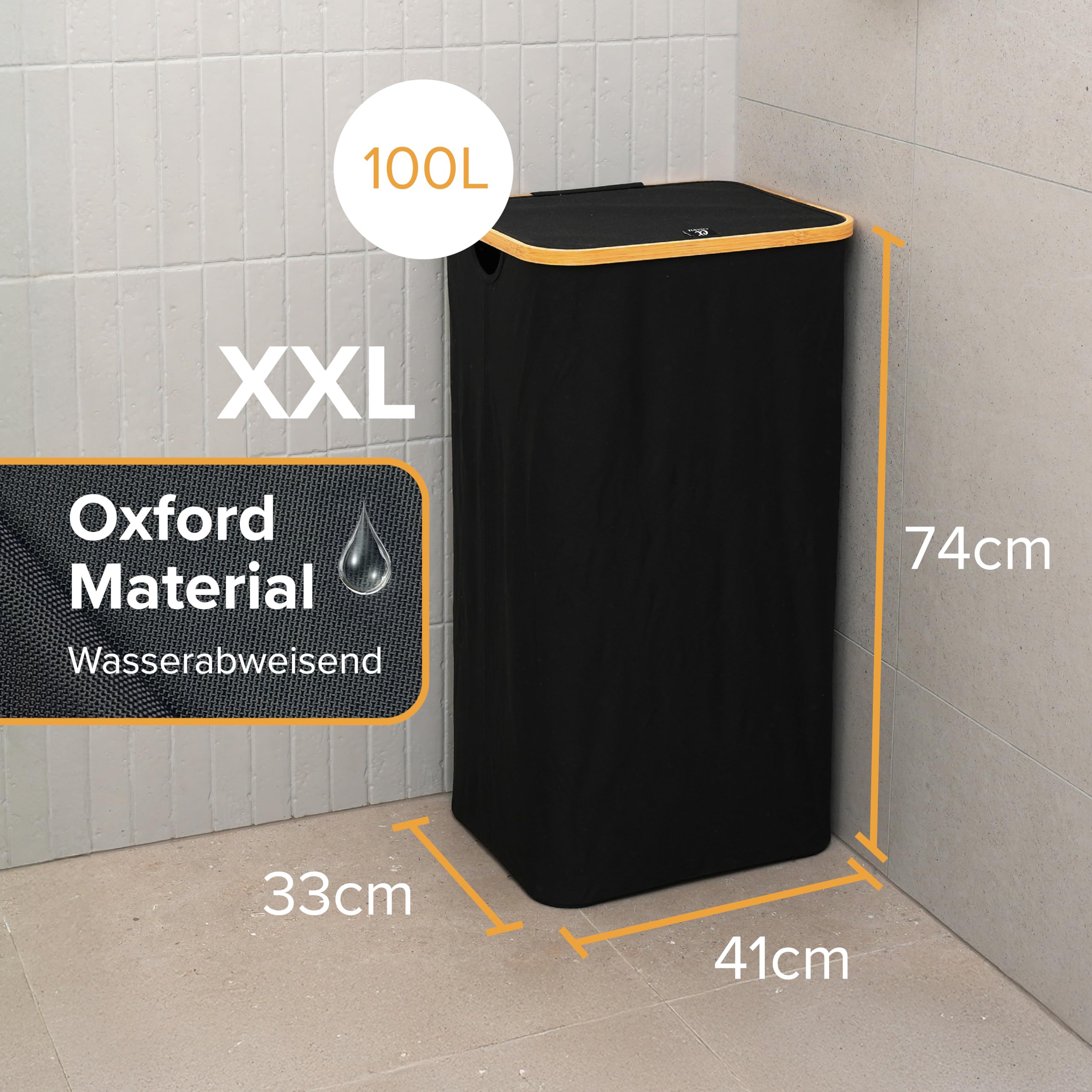 XXL Wäschekorb mit Deckel - Modernes Design Wäschesammler & Wäschesortierer - Faltbare Laundry Box mit Innensack & Wäschenetzen - Perfekt als Wäschetruhe für Schlafzimmer, Wohnung & Waschküche