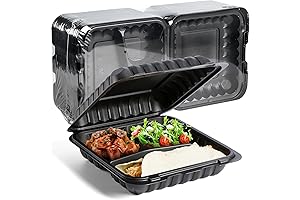 Reusable Black Plastic 34oz Food Containers with Lids