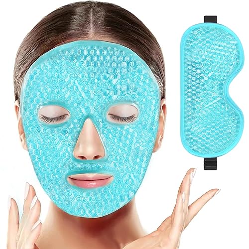 BeeVines Máscara de gel para ojos, paquete de 2 máscaras refrescantes para dormir con hielo para ojos hinchados para hombres y mujeres, compresa de