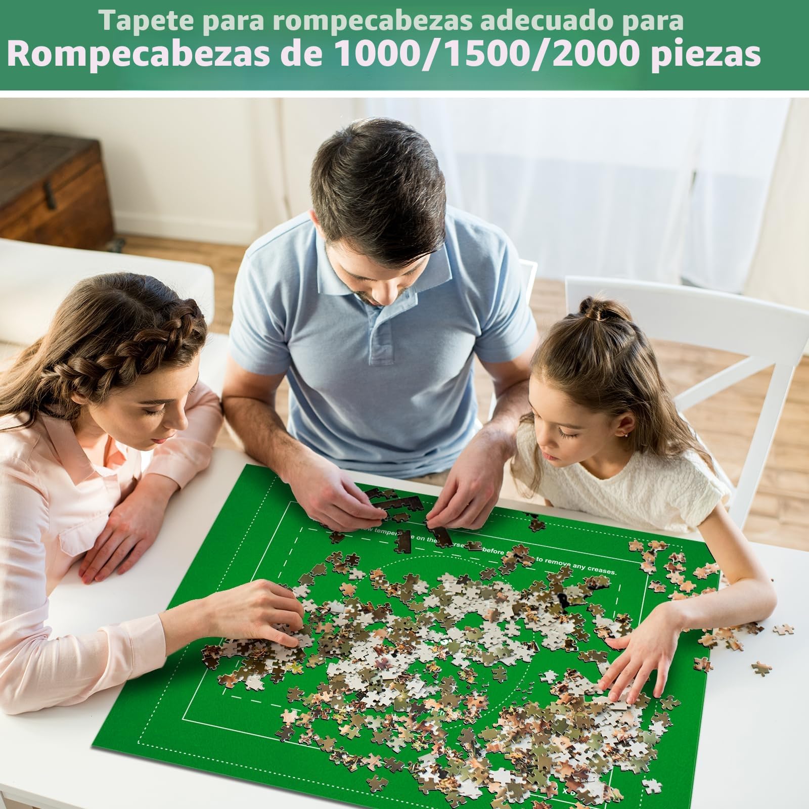 MOZOOSON Tapete Puzzle 2000 Piezas, Puzzle Mat Roll Fieltro Tapete para Puzzle, Alfombra Puzzle, Accesorios para Guardar Los Puzzles con 6 Puzzles Clasificadores