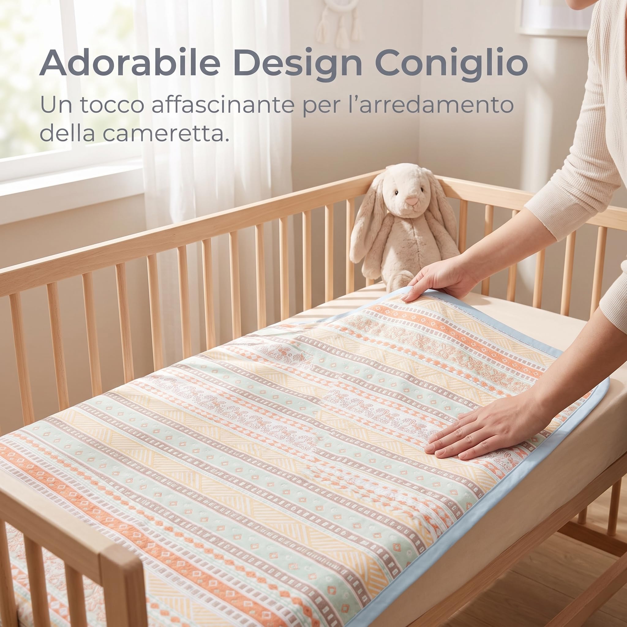 Lenzuo con Angoli in Cotone, Lenzuolo Lettino Reversibile per Culla/Carrozzina, Trama Jacquard 40s, 180 * 80cm