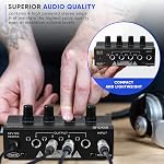 Pyle Headphone Amplifier - Portable and Powerful Mini Earphone Splitter Amp, 4 Channel with 1/4" Balanced TRS Headphones Output Jack and 1/4" TRS Audio Input For Sound Mixer