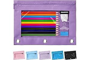 Translucent Purple Three Ring Binder Zipper Pencil Pouch Case