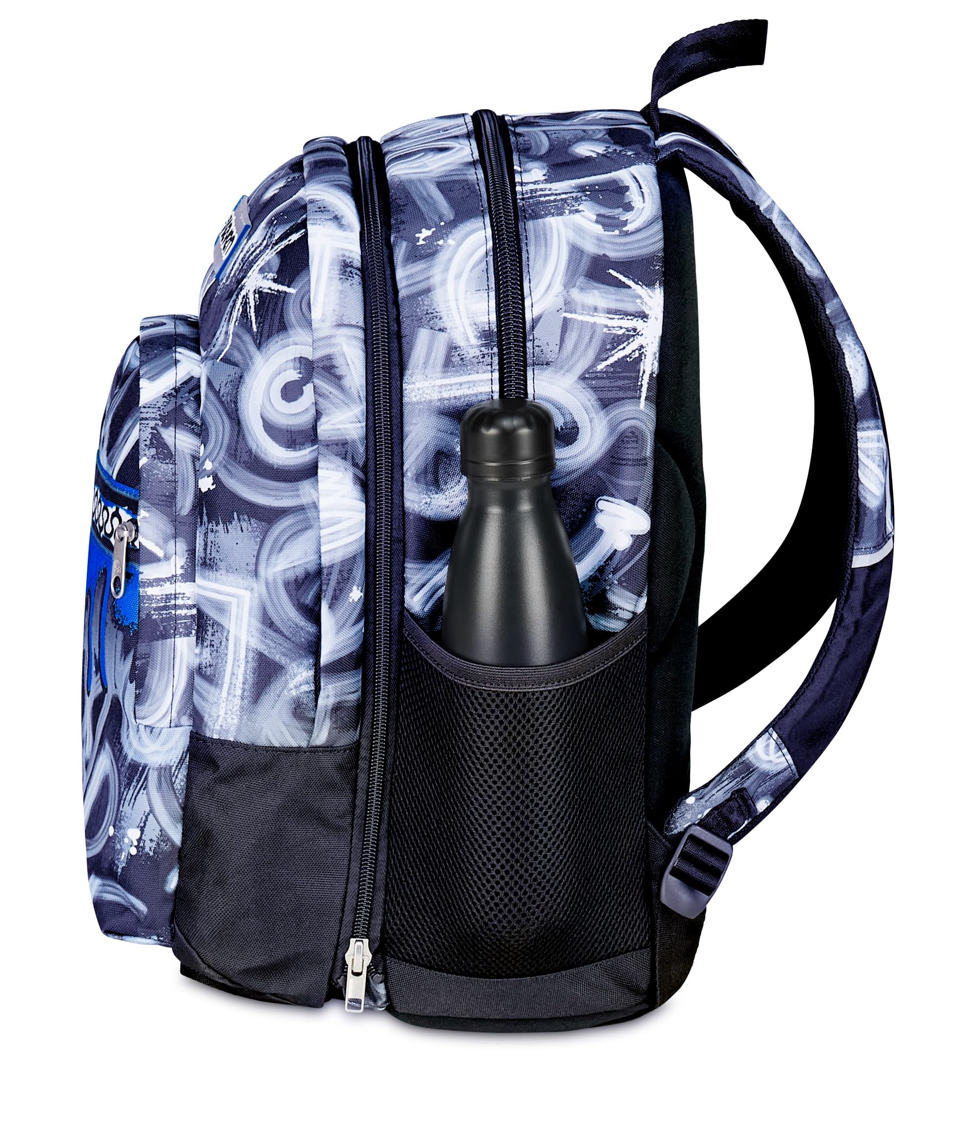 Seven Zaino Scuola Dual Detach, Grigio Azzurro, Doppio Scomparto da 32 L, Con Tasca PC, Tasca Borraccia, Tasca Con Organizer e Scomparto Staccabile, Scuola Media e Superiore, Zaino Ragazzo