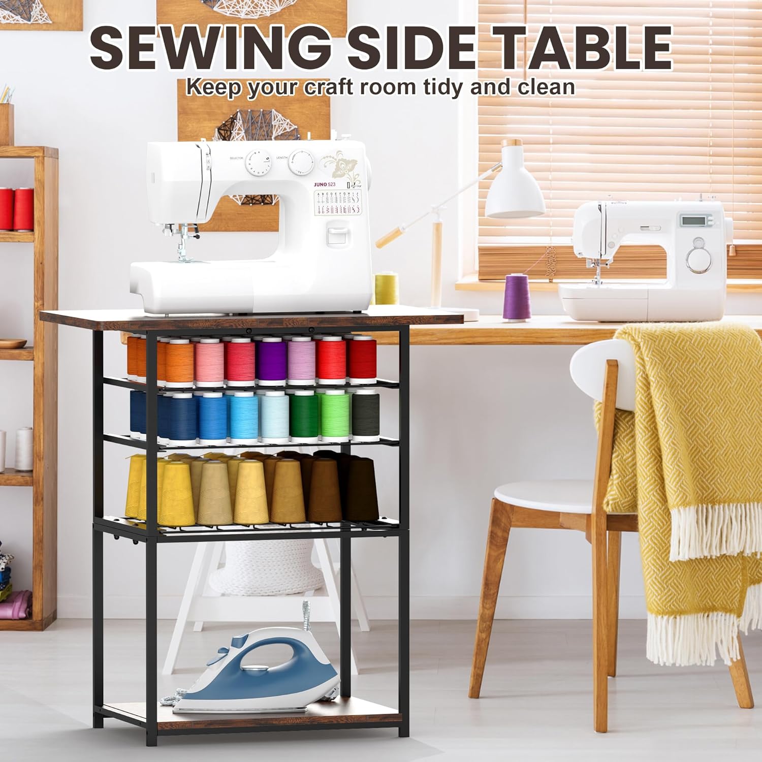 Craft Organizers and Storage for Cricut Machines, Cricut Craft Table with 90 Spools Thread Holder for Craft Room and Home