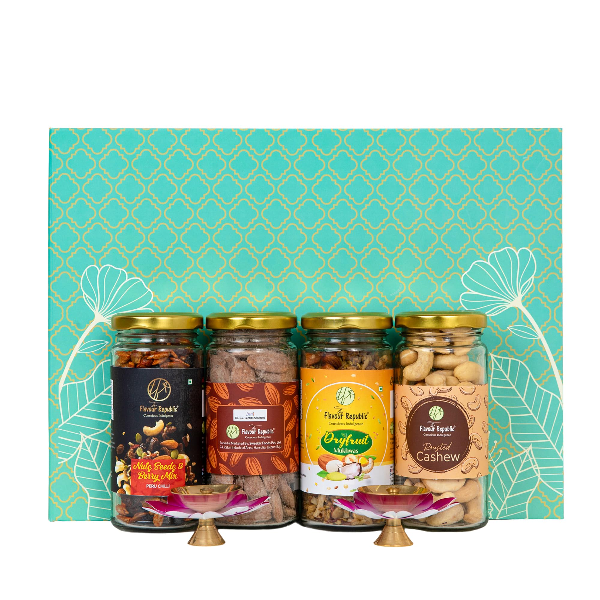 The Flavour Republic Premium Nuts & Treat Box Hamper Gift Combo Box | Roasted Almonds | Roasted Cashews | Birthday/Anniversary | Diwali Friends & Family Gifts | Corporate Gifting | Gourmet Snack Box