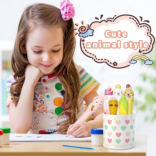 Miniatura 4 de Paquete de 10 bolígrafos Kawaii Squishies con tinta de gel, animales divertidos y estacionarios, ideales para aliviar el estrés, lindo juego de
