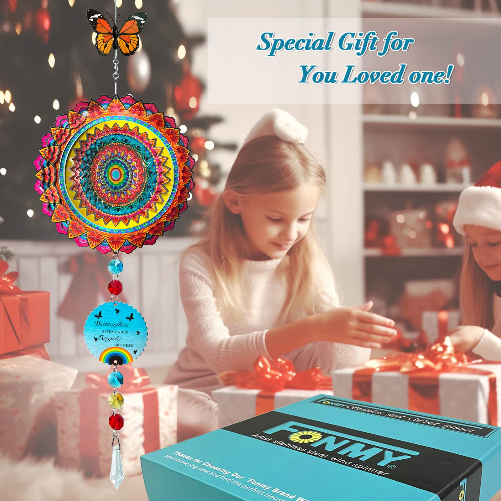 FONMY Mandala Flame Pet Sympathy Gift Dog Memorial Wind Spinner Dog Memorial Suncatcher Gifts for Dog Lovers Stainless Steel Wind Chime-Silver-20 in