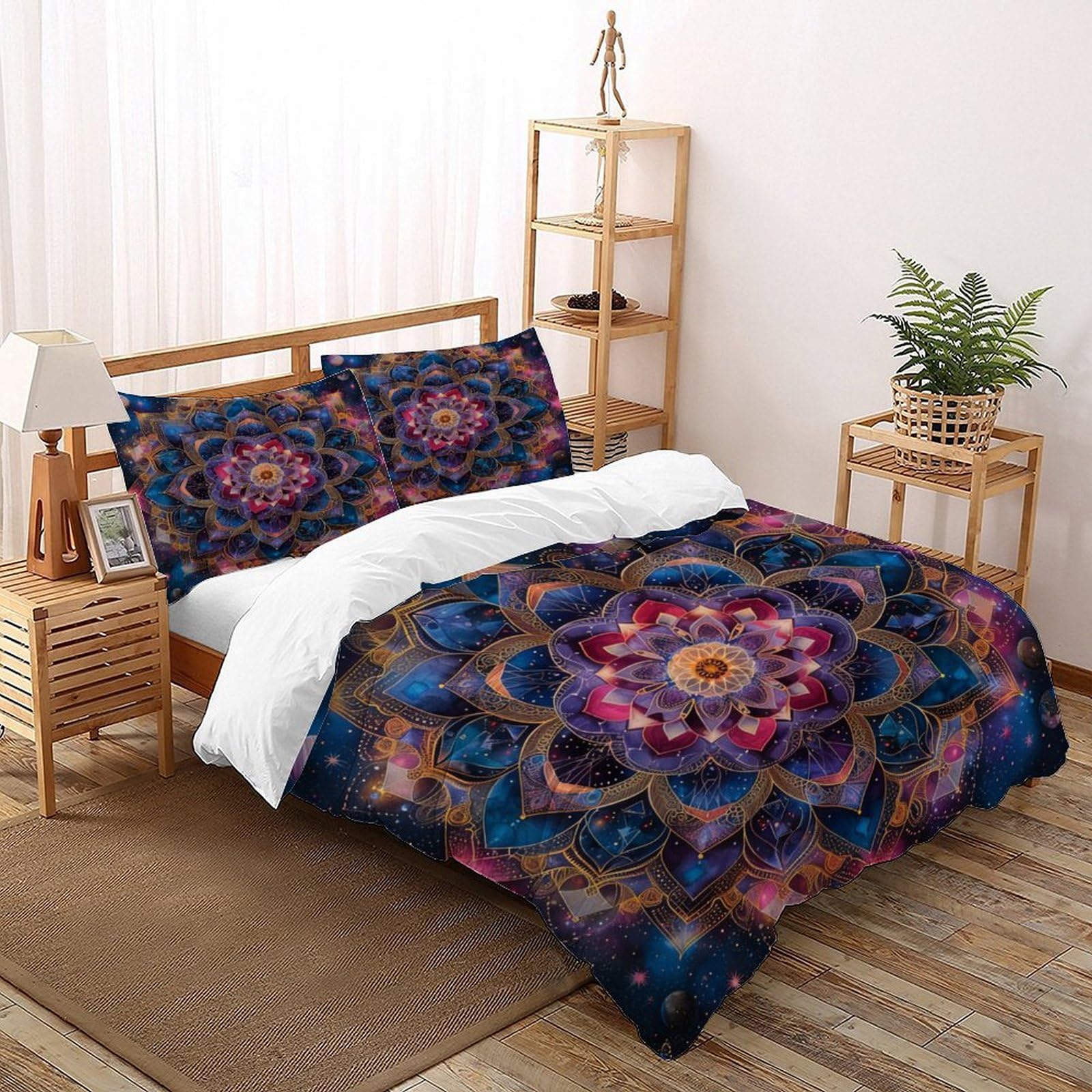 Housse de couette double Mandala 200x200cm créez une ambiance nature zen dans votre chambre