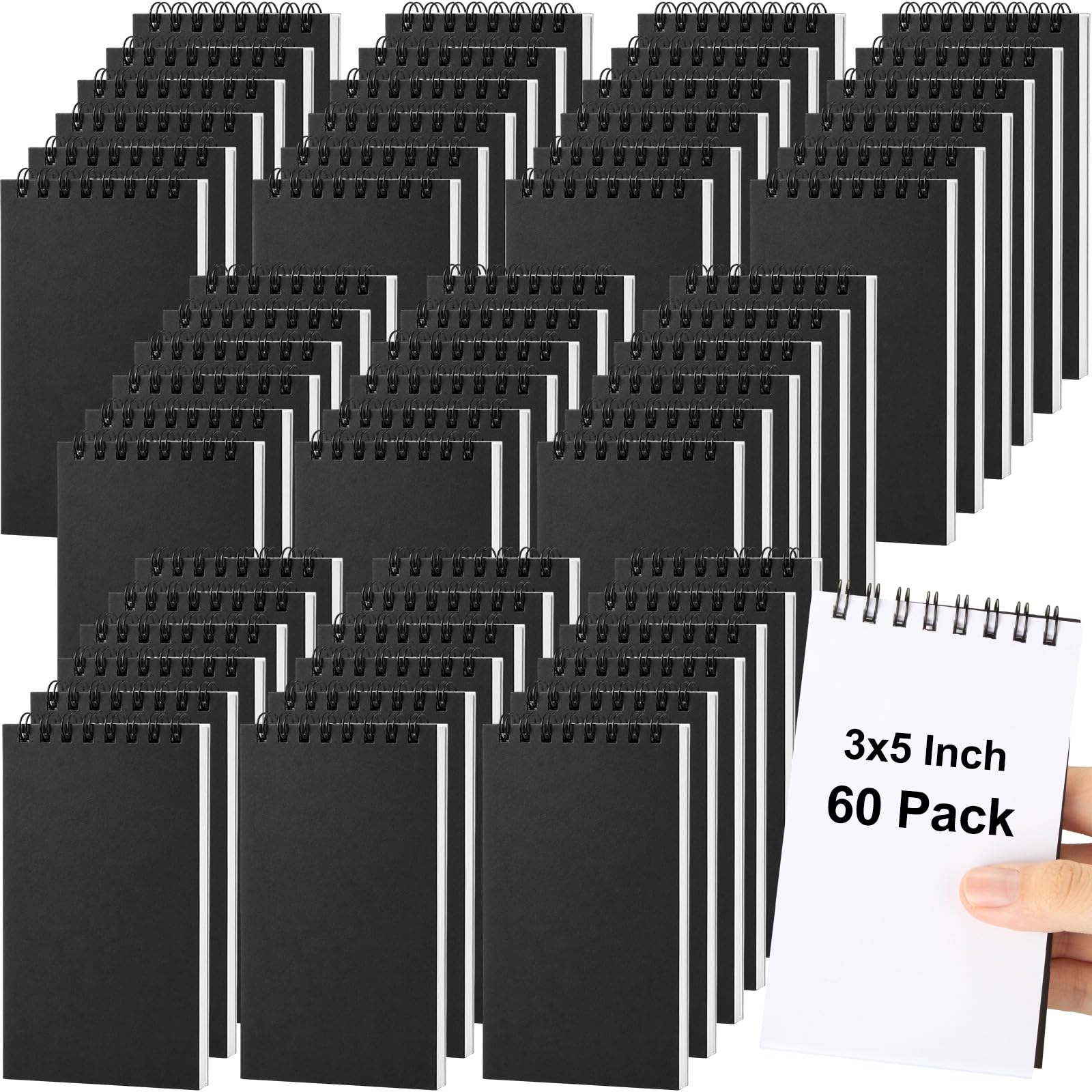 Watersay Kleine Spiralnotizbücher, Großpackung, 7,6 x 12,7 cm, Notizblöcke, Mini-Blanko-Skizzenbuch für Schule, Büro, Einkaufslisten, Kritzeln, Schulanfang, Geschenk, Studenten, Belohnungen, 50 Blatt