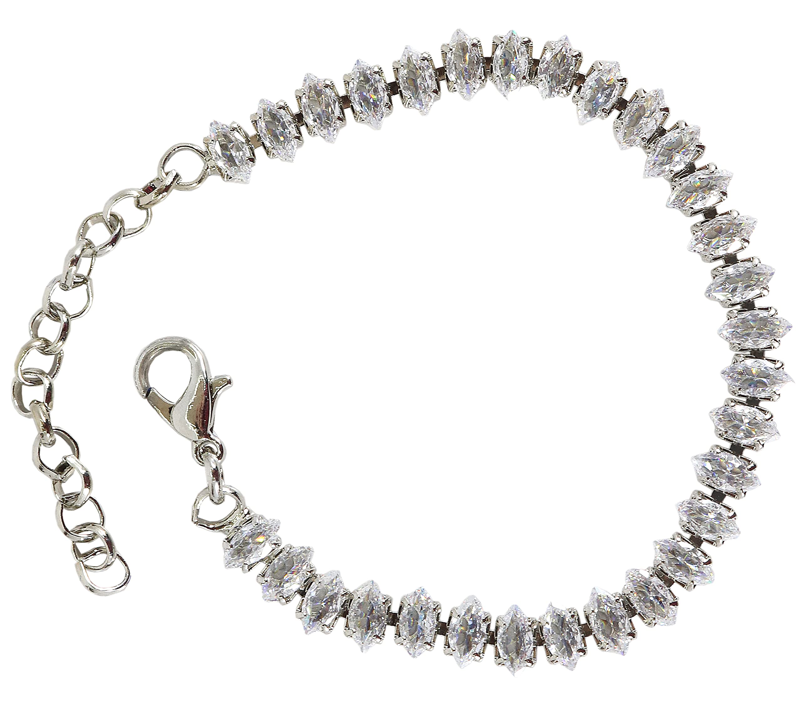NMII Metal with American Diamond Adorned Alloy Chain Bracelet For Boys and Girls | AD Bracelet | Stylish Bracelet - (Pack of 1) -(NM_LeafDiamond_Square_Chain Bracelet) (B0BSQXDP28) Amazon Price History, Amazon Price Tracker