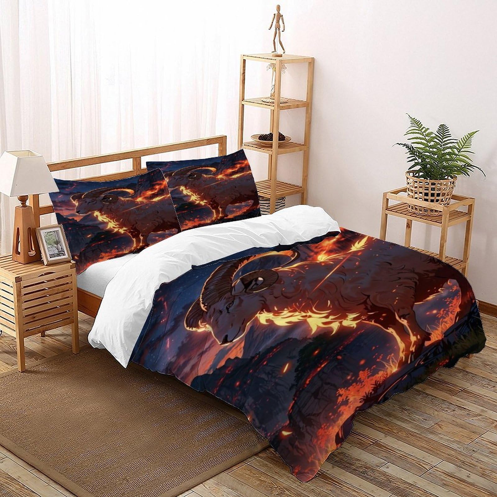 Housse de couette microfibre 260x220 parure de lit animal sauvage super king