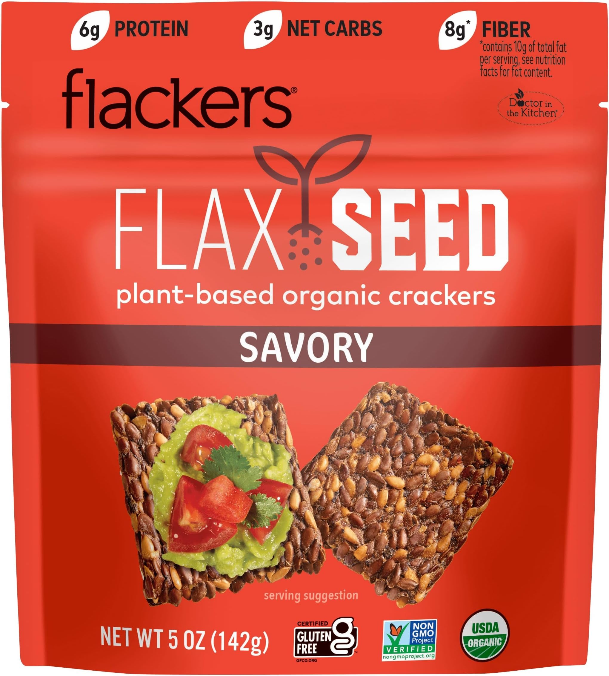 Doctor In The Kitchen Savory Flackers, 5 Ounce - 12 per case.USDA Organic