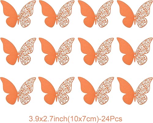 Miniatura 2 de 24 calcomanías de pared de mariposa 3D, decoración de pared de bricolaje, mariposas de papel extraíbles, decoración de dormitorio de niños y boda,