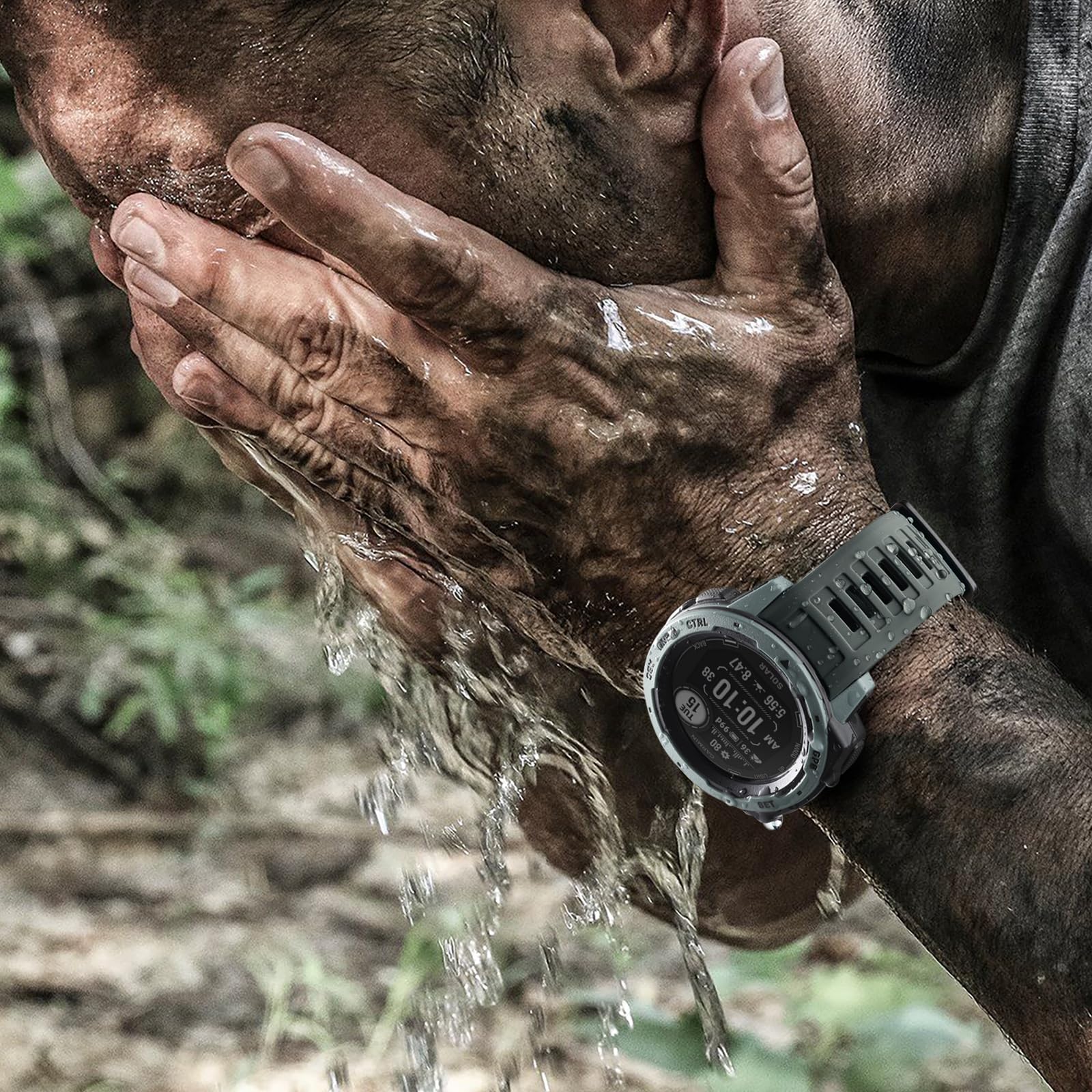 GEAK Compatible con Garmin Instinct Band/Instinct 2, correa de repuesto deportiva de silicona suave de 22 mm, compatible con Garmin Instinct 2/Instinct Esports/Solar/Tide/Tactical GPS Smartwatch