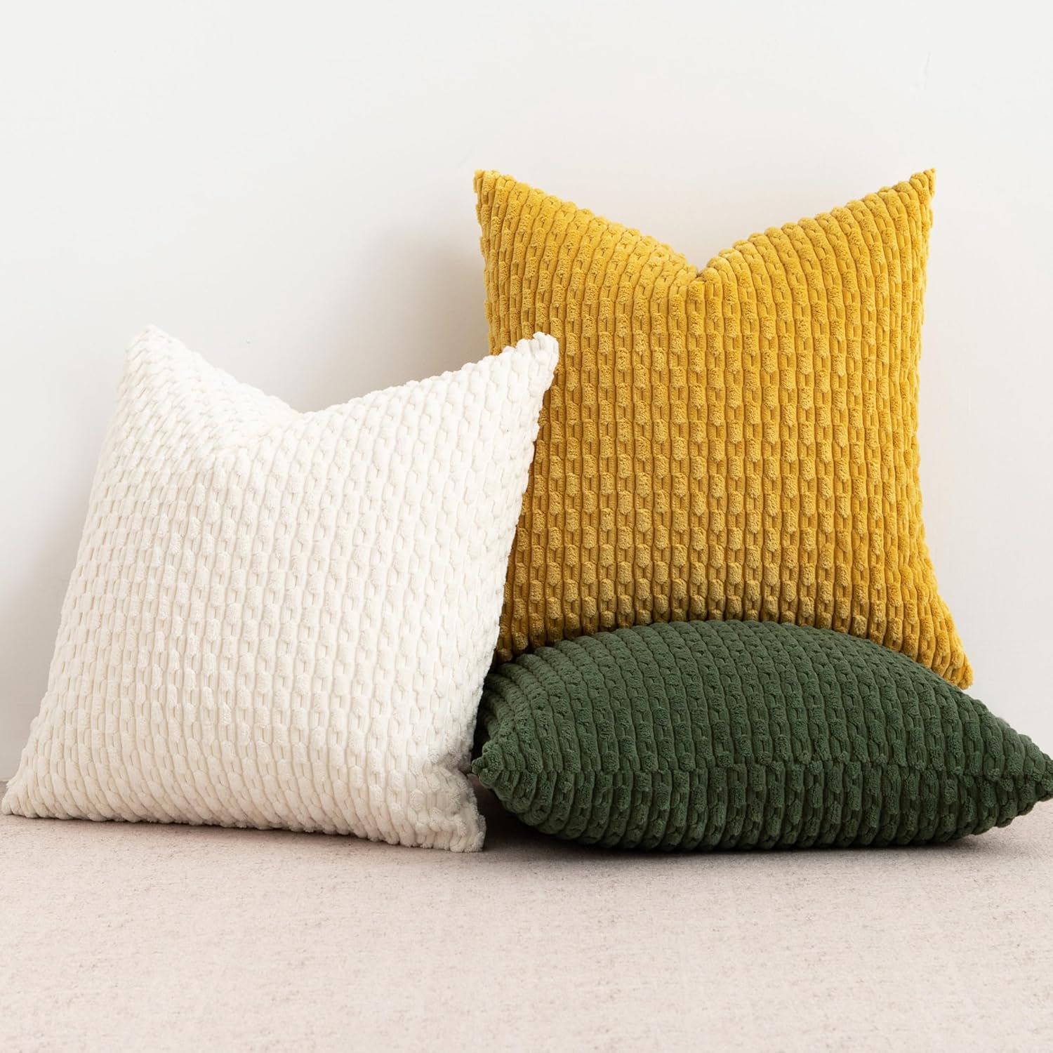 UGASA Soft Corduroy Decorative Pillow Cover 12x20 Inch Boho Striped Oblong Throw Pillow Cover Modern Home Decor for Sofa Living Room Couch Bed Cream White, 1 Piece - Image 4