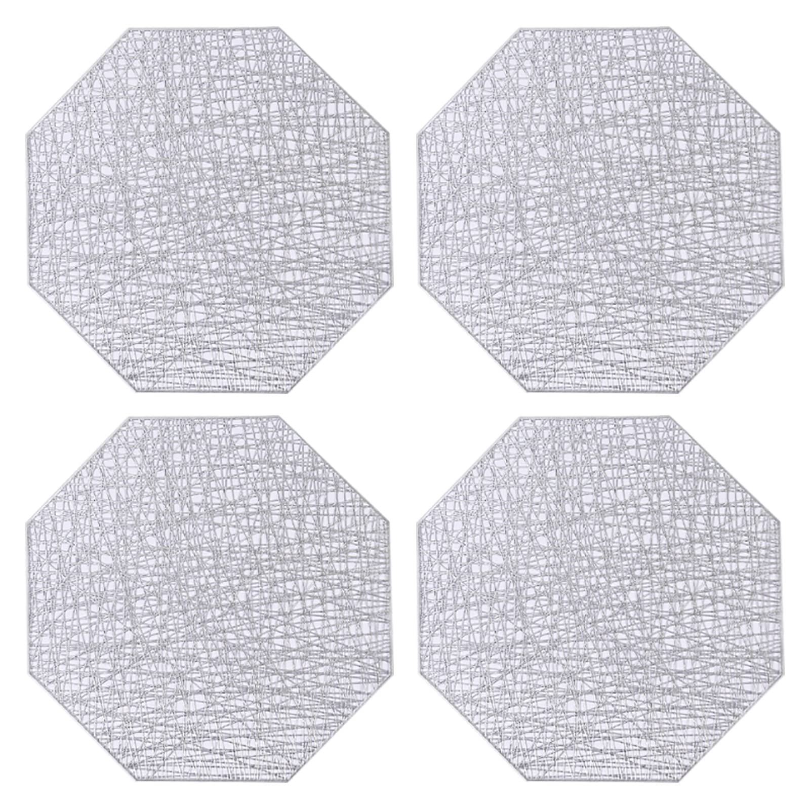 Sets de table creux en PVC argenté lot de 4 isolants et antidérapants pour salle à manger