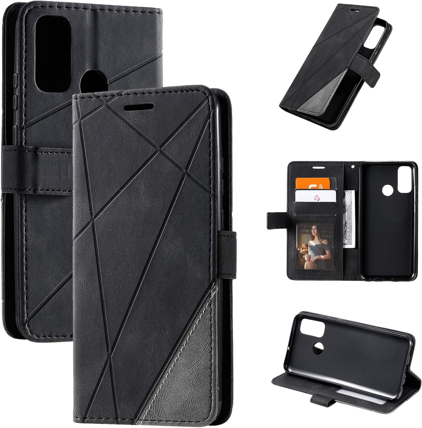 Case for TCL 20B Leather Case,Case for TCL 20B 6159K Case Flip Pu Leather Cover Black
