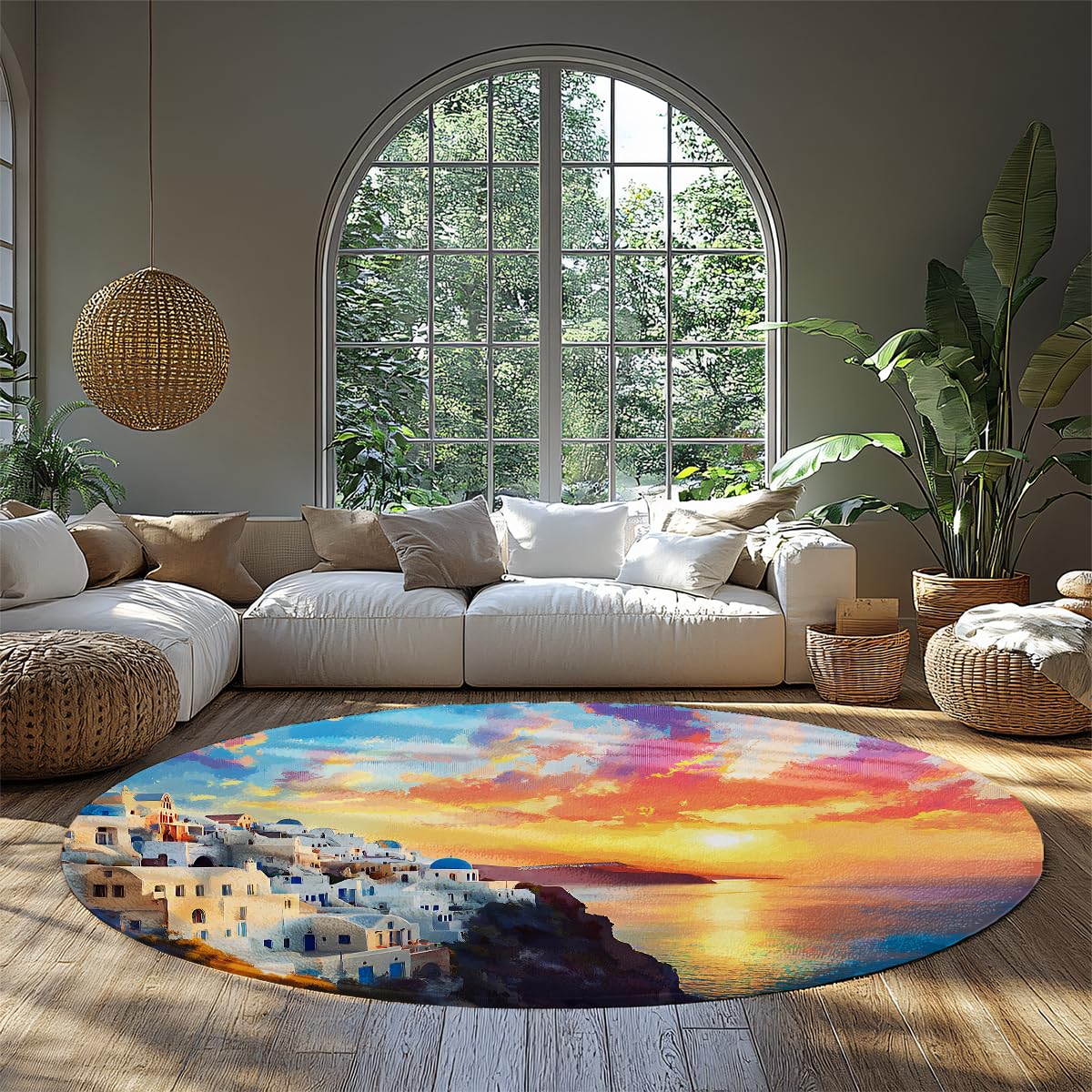 Tapis rond antidérapant 120cm pour sécuriser et embellir votre salon