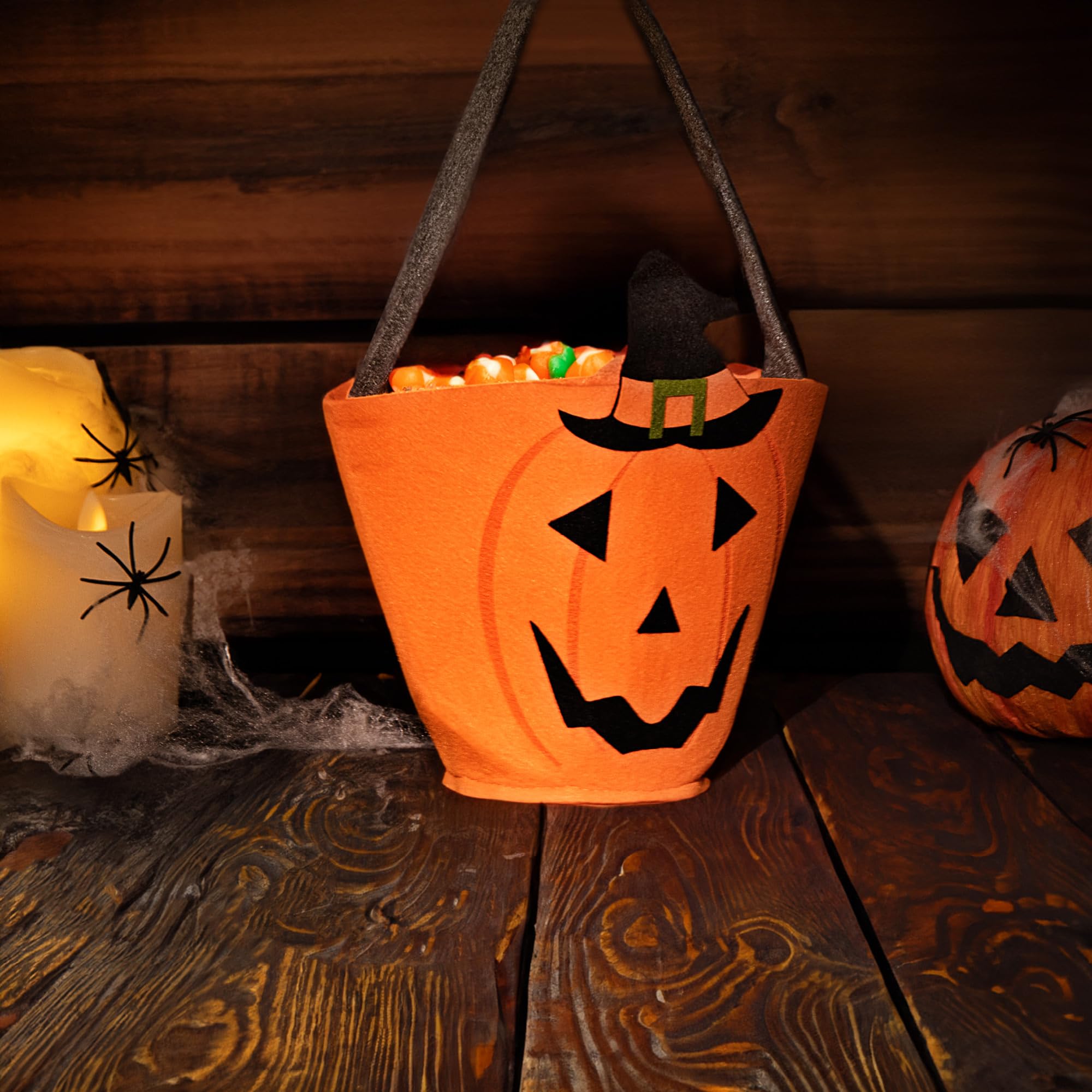 com-four® 2x Halloween bag, bag for collecting sweets, collection bag made of felt - Image 2