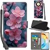 mobile phone case for honor magic6 lite/honor magic 6 lite 5g case magnetic shockproof flip leather protective flip case peach blossom